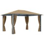 Cenador con cortina gris taupe aluminio 400x300 cm de vidaXL, Carpas y cenadores - Ref: Foro24-313894, Precio: 465,73 €, Desc...