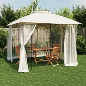 Cenador doble techo y paredes de malla acero crema 2,94x2,94 m de , Carpas y cenadores - Ref: Foro24-368454, Precio: 284,86 €...
