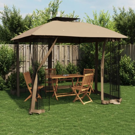 Cenador doble techo y paredes de malla acero taupe 2,94x2,94 m de , Carpas y cenadores - Ref: Foro24-368456, Precio: 293,03 €...