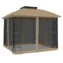 Cenador doble techo y paredes de malla acero taupe 2,94x2,94 m de , Carpas y cenadores - Ref: Foro24-368456, Precio: 281,20 €...