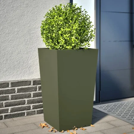 Jardineras 2 uds acero verde oliva 45x45x75 cm de , Maceteros y jardineras - Ref: Foro24-851101, Precio: 125,73 €, Descuento: %