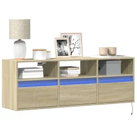 Mueble de TV de pared con luces LED roble Sonoma 130x31x45 cm de , Muebles TV - Ref: Foro24-852343, Precio: 96,74 €, Descuent...