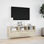 Mueble de TV de pared con luces LED roble Sonoma 130x31x45 cm de , Muebles TV - Ref: Foro24-852343, Precio: 97,99 €, Descuent...