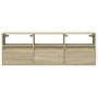 Mueble de TV de pared con luces LED roble Sonoma 130x31x45 cm de , Muebles TV - Ref: Foro24-852343, Precio: 97,99 €, Descuent...