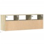 Mueble de TV de pared con luces LED roble Sonoma 130x31x45 cm de , Muebles TV - Ref: Foro24-852343, Precio: 97,99 €, Descuent...