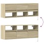 Mueble de TV de pared con luces LED roble Sonoma 130x31x45 cm de , Muebles TV - Ref: Foro24-852343, Precio: 97,99 €, Descuent...
