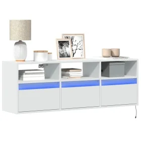 Mueble de TV de pared con luces LED blanco 130x31x45 cm de , Muebles TV - Ref: Foro24-852341, Precio: 91,29 €, Descuento: %