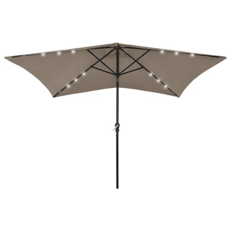 Sombrilla con LED y poste de acero gris taupe 2x3 m de vidaXL, Sombrillas - Ref: Foro24-313789, Precio: 76,25 €, Descuento: %