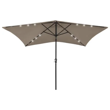 Sombrilla con LED y poste de acero gris taupe 2x3 m de vidaXL, Sombrillas - Ref: Foro24-313789, Precio: 74,96 €, Descuento: %