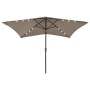 Sombrilla con LED y poste de acero gris taupe 2x3 m de vidaXL, Sombrillas - Ref: Foro24-313789, Precio: 76,25 €, Descuento: %