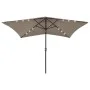 Sombrilla con LED y poste de acero gris taupe 2x3 m de vidaXL, Sombrillas - Ref: Foro24-313789, Precio: 74,96 €, Descuento: %
