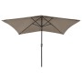 Sombrilla con LED y poste de acero gris taupe 2x3 m de vidaXL, Sombrillas - Ref: Foro24-313789, Precio: 76,25 €, Descuento: %
