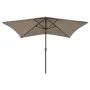 Sombrilla con LED y poste de acero gris taupe 2x3 m de vidaXL, Sombrillas - Ref: Foro24-313789, Precio: 74,96 €, Descuento: %