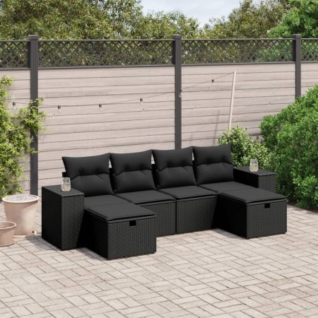 Set de sofás de jardín 6 piezas y cojines ratán sintético negro de , Conjuntos de jardín - Ref: Foro24-3264471, Precio: 397,8...