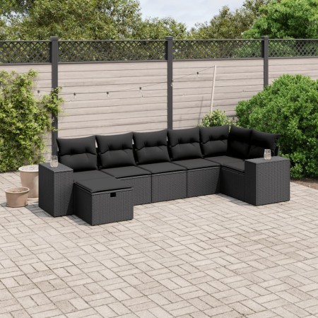 Set de comedor de jardín 7 pzas y cojines ratán sintético negro de , Conjuntos de jardín - Ref: Foro24-3264431, Precio: 484,3...