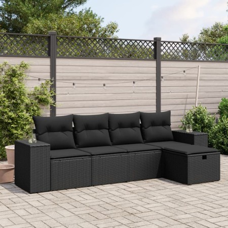 Set de muebles de jardín 5 pzas y cojines ratán sintético negro de , Conjuntos de jardín - Ref: Foro24-3264391, Precio: 347,9...