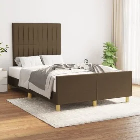 Estructura de cama con cabecero de tela marrón oscuro 120x200cm de , Camas y somieres - Ref: Foro24-3125206, Precio: 152,21 €...