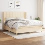 Cama box spring con colchón tela color crema 160x200 cm de , Camas y somieres - Ref: Foro24-3128538, Precio: 588,68 €, Descue...