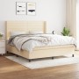 Cama box spring con colchón tela color crema 160x200 cm de , Camas y somieres - Ref: Foro24-3131526, Precio: 605,74 €, Descue...