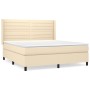 Cama box spring con colchón tela color crema 160x200 cm de , Camas y somieres - Ref: Foro24-3131526, Precio: 605,74 €, Descue...