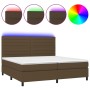 Cama box spring colchón luces LED tela marrón oscuro 200x200 cm de , Camas y somieres - Ref: Foro24-3134984, Precio: 664,92 €...
