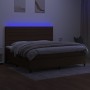 Cama box spring colchón luces LED tela marrón oscuro 200x200 cm de , Camas y somieres - Ref: Foro24-3134984, Precio: 664,92 €...