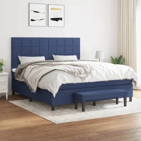 Cama box spring con colchón tela azul 160x200 cm de , Camas y somieres - Ref: Foro24-3136611, Precio: 593,20 €, Descuento: %