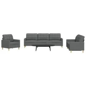 Juego de sofás 3 piezas tela gris oscuro de , Sofás - Ref: Foro24-3278288, Precio: 616,76 €, Descuento: %