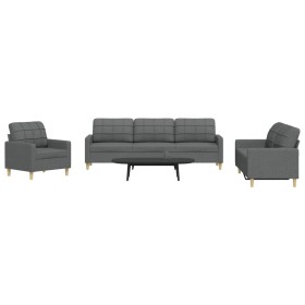 Juego de sofás 3 piezas tela gris oscuro de , Sofás - Ref: Foro24-3278288, Precio: 625,41 €, Descuento: %