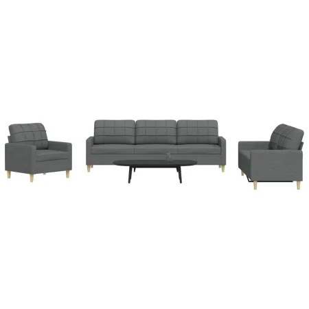 Juego de sofás 3 piezas tela gris oscuro by , Sofas - Ref: Foro24-3278288, Price: 616,76 €, Discount: %