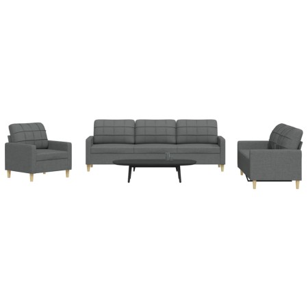 Juego de sofás 3 piezas tela gris oscuro de , Sofás - Ref: Foro24-3278288, Precio: 625,41 €, Descuento: %
