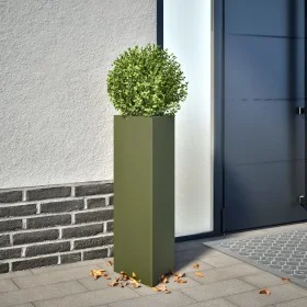 Jardineras triangulares 2 uds acero verde oliva 30x26x75 cm by , Pots and planters - Ref: Foro24-851150, Price: 83,07 €, Disc...