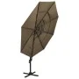 Sombrilla de 4 niveles con poste de aluminio gris taupe 3x3 m de vidaXL, Sombrillas - Ref: Foro24-313831, Precio: 192,92 €, D...
