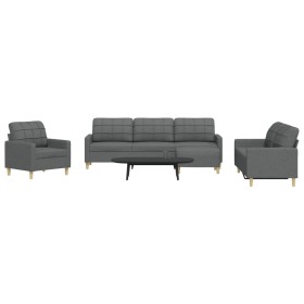 Juego de sofás con reposapiés 4 piezas tela gris oscuro de , Sofás - Ref: Foro24-3278296, Precio: 679,89 €, Descuento: %