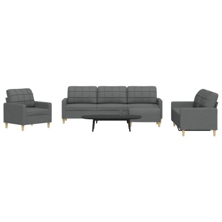Juego de sofás con reposapiés 4 piezas tela gris oscuro de , Sofás - Ref: Foro24-3278296, Precio: 679,89 €, Descuento: %