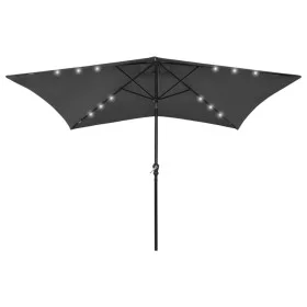 Sombrilla con LED y poste de acero gris antracita 2x3 m de vidaXL, Sombrillas - Ref: Foro24-313788, Precio: 75,46 €, Descuent...