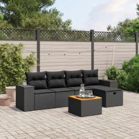 Set de sofás de jardín 6 piezas y cojines ratán sintético negro de , Conjuntos de jardín - Ref: Foro24-3265164, Precio: 400,5...