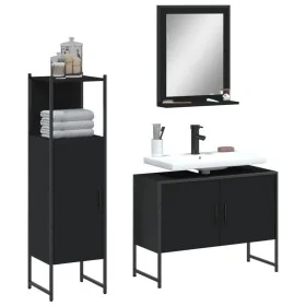 Set de muebles de baño 3 piezas madera contrachapada negro de , Muebles de baño - Ref: Foro24-3214349, Precio: 153,56 €, Desc...