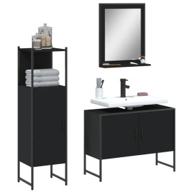Set de muebles de baño 3 piezas madera contrachapada negro de , Muebles de baño - Ref: Foro24-3214349, Precio: 151,10 €, Desc...