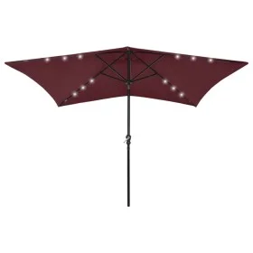 Umbrella with LED and burgundy red steel pole 2x3 m by vidaXL, Umbrellas - Ref: Foro24-313790, Price: 65,92 €, Discount: %