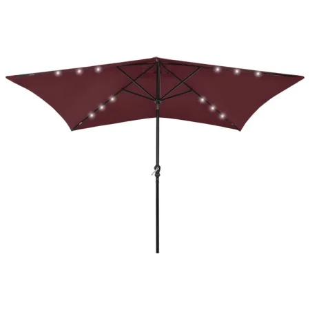 Sombrilla con LED y poste de acero rojo burdeos 2x3 m de vidaXL, Sombrillas - Ref: Foro24-313790, Precio: 65,92 €, Descuento: %