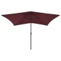 Sombrilla con LED y poste de acero rojo burdeos 2x3 m de vidaXL, Sombrillas - Ref: Foro24-313790, Precio: 65,92 €, Descuento: %
