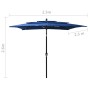 Sombrilla de 3 niveles con poste aluminio azul azure 2,5x2,5 m de vidaXL, Sombrillas - Ref: Foro24-313843, Precio: 78,27 €, D...