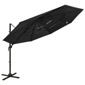 Sombrilla de 4 niveles con poste de aluminio negra 3x3 m de vidaXL, Sombrillas - Ref: Foro24-313834, Precio: 159,21 €, Descue...
