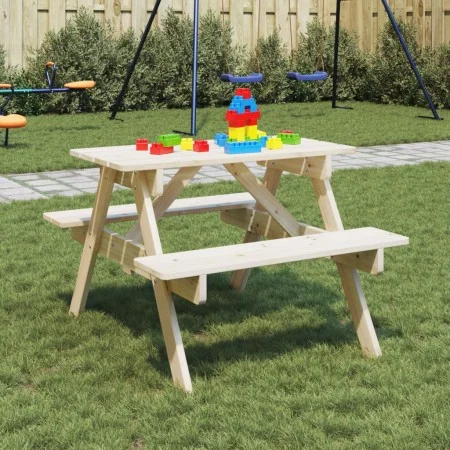 Mesa de picnic para 4 niños agujero para sombrilla madera abeto de , Mesas de jardín - Ref: Foro24-4008983, Precio: 71,41 €, ...