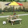 Mesa de picnic para 4 niños agujero para sombrilla madera abeto de , Mesas de jardín - Ref: Foro24-4008983, Precio: 71,41 €, ...
