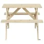 Mesa de picnic para 4 niños agujero para sombrilla madera abeto de , Mesas de jardín - Ref: Foro24-4008983, Precio: 71,41 €, ...