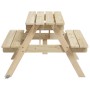 Mesa de picnic para 4 niños agujero para sombrilla madera abeto de , Mesas de jardín - Ref: Foro24-4008983, Precio: 78,32 €, ...