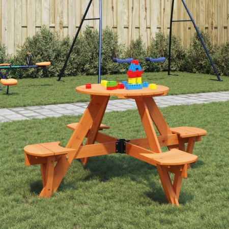 Mesa de picnic para 4 niños agujero para sombrilla madera abeto de , Mesas de jardín - Ref: Foro24-4008988, Precio: 100,54 €,...