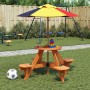 Mesa de picnic para 4 niños agujero para sombrilla madera abeto de , Mesas de jardín - Ref: Foro24-4008988, Precio: 100,54 €,...